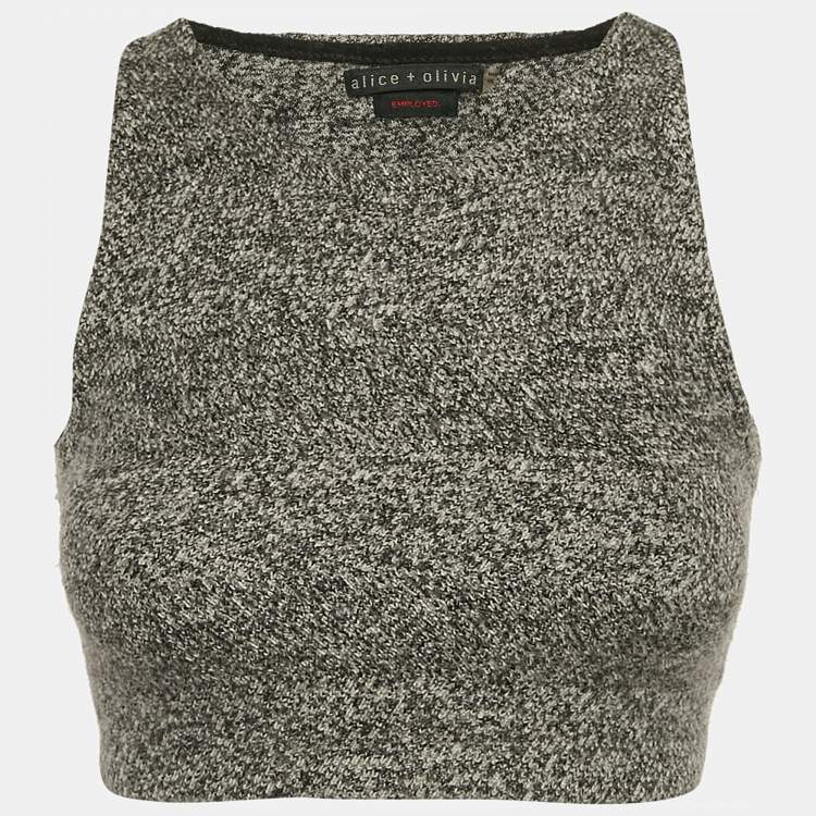 Pre Owned Alice + Olivia Grey Wool Knit Sleeveless Crop Top XS