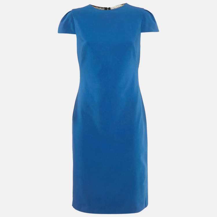 Pre Owned Alice + Olivia Blue Lace Trim Crepe Mini Dress M