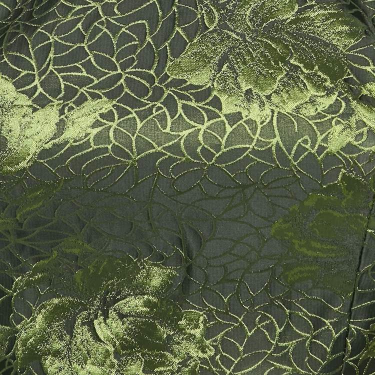Pre Owned Alice + Olivia Black/Green Rose Jacquard Crop Top S