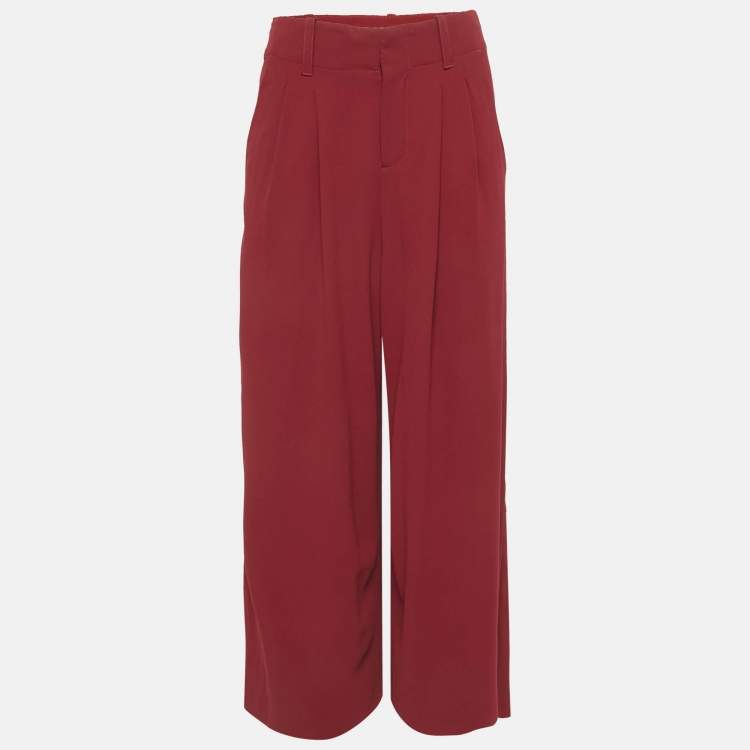 Pre Owned Alice + Olivia Burgundy Chiffon Flared Trousers M