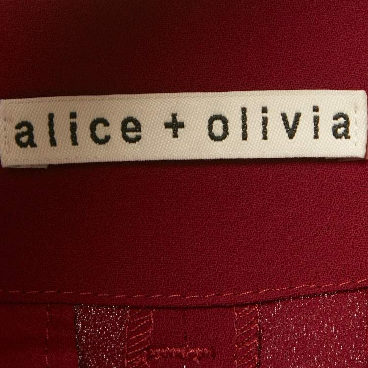 Pre Owned Alice + Olivia Burgundy Chiffon Flared Trousers M