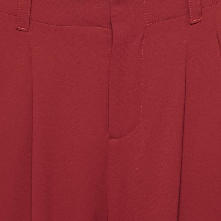 Pre Owned Alice + Olivia Burgundy Chiffon Flared Trousers M