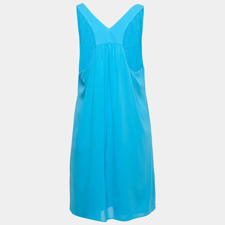 Pre Owned Alice + Olivia Blue Crepe Sleeveless Mini Dress L