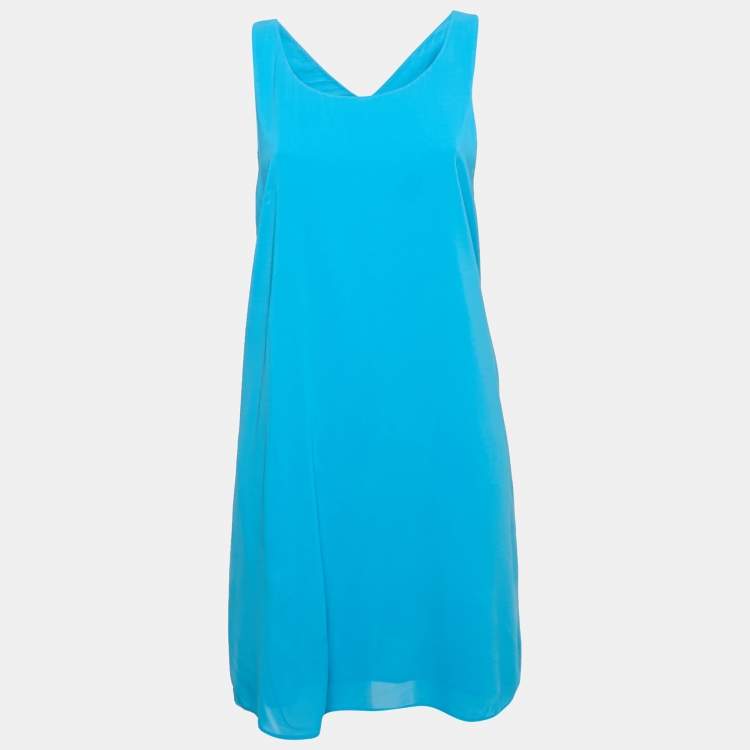 Pre Owned Alice + Olivia Blue Crepe Sleeveless Mini Dress L
