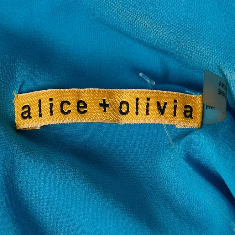 Pre Owned Alice + Olivia Blue Crepe Sleeveless Mini Dress L