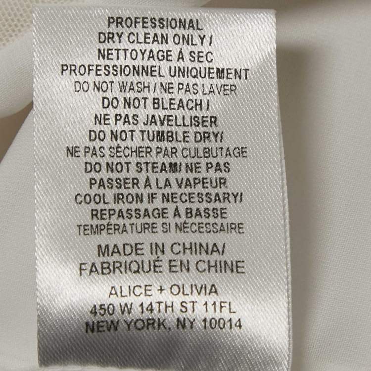 Pre Owned Alice + Olivia White Mesh and Crepe Sleeveless Sheath Dress M