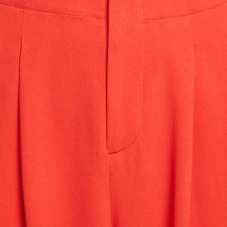 Pre Owned Alice + Olivia Red Crepe Wide Leg Pants M