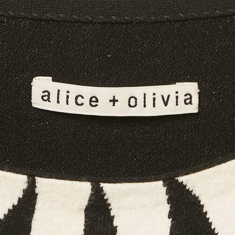 Pre Owned Alice + Olivia Black Intarsia Legs Jersey Long Sleeve Sweater M