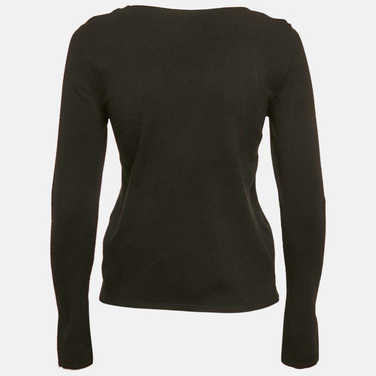 Pre Owned Alice + Olivia Black Intarsia Legs Jersey Long Sleeve Sweater M