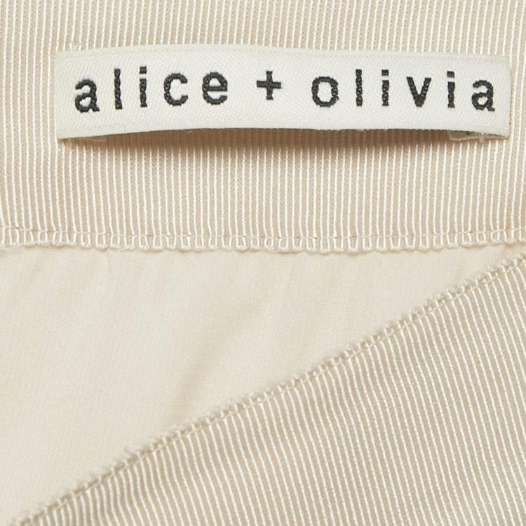 Pre Owned Alice + Olivia Beige Georgette Plisse Maxi Skirt M