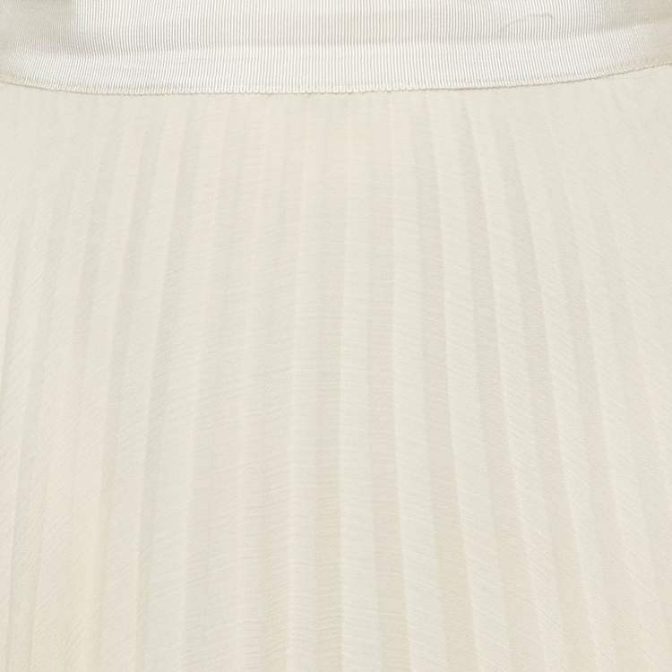 Pre Owned Alice + Olivia Beige Georgette Plisse Maxi Skirt M