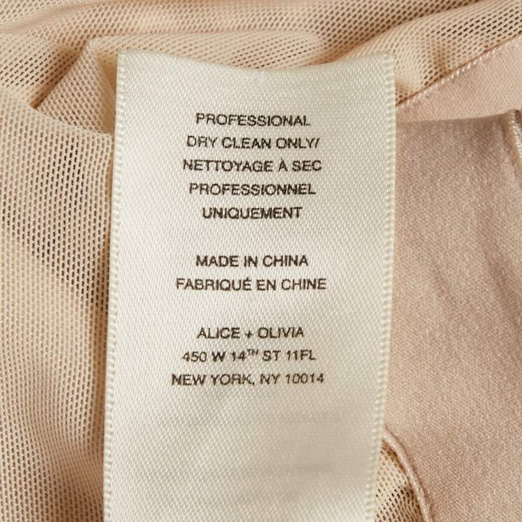 Pre Owned Alice + Olivia Air Beige Stretch Crepe Back Open Crop Top M