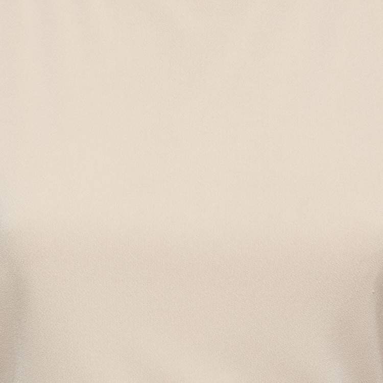 Pre Owned Alice + Olivia Air Beige Stretch Crepe Back Open Crop Top M