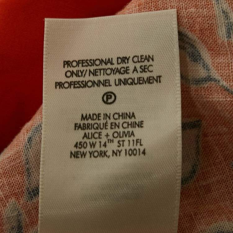 Pre Owned Alice + Olivia Orange Lilian Floral Linen Blend Belted Mini Dress S