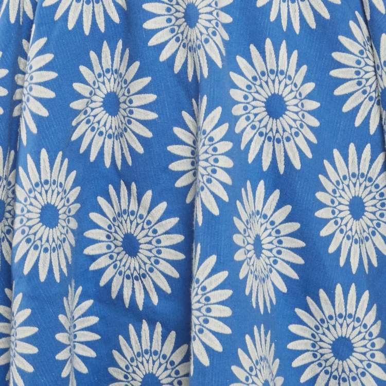 Pre Owned Alice + Olivia Blue Floral Jacquard Flared Mini Skirt S