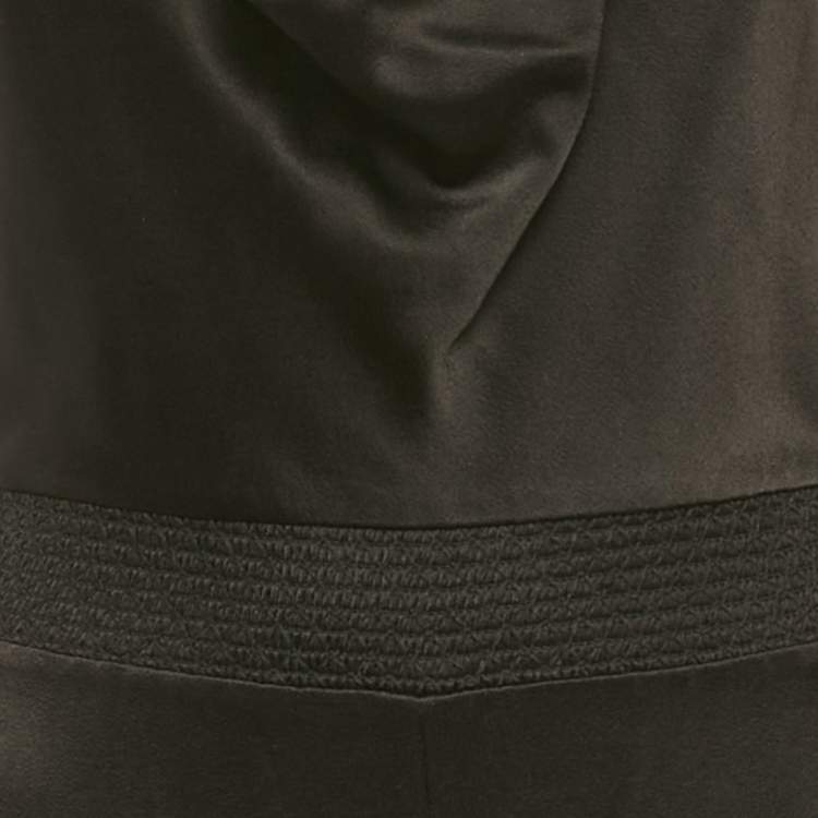 Pre Owned Alice + Olivia Black Satin Metal Strap Detail Jumpsuit M