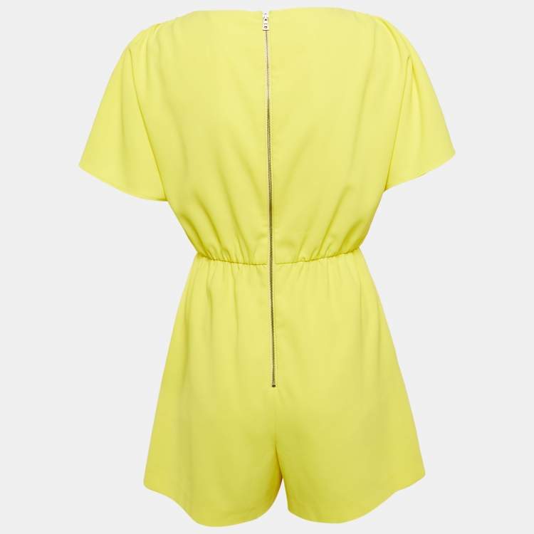 Pre Owned Alice + Olivia Yellow Crepe Playsuit S