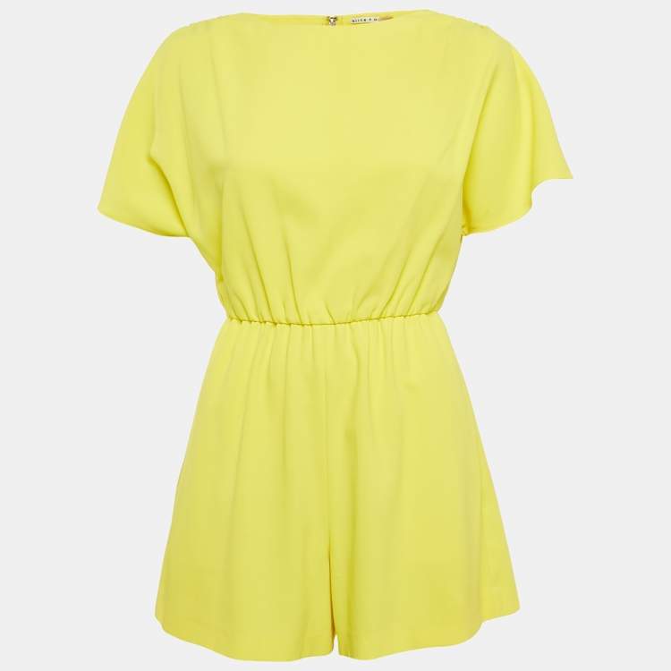Pre Owned Alice + Olivia Yellow Crepe Playsuit S