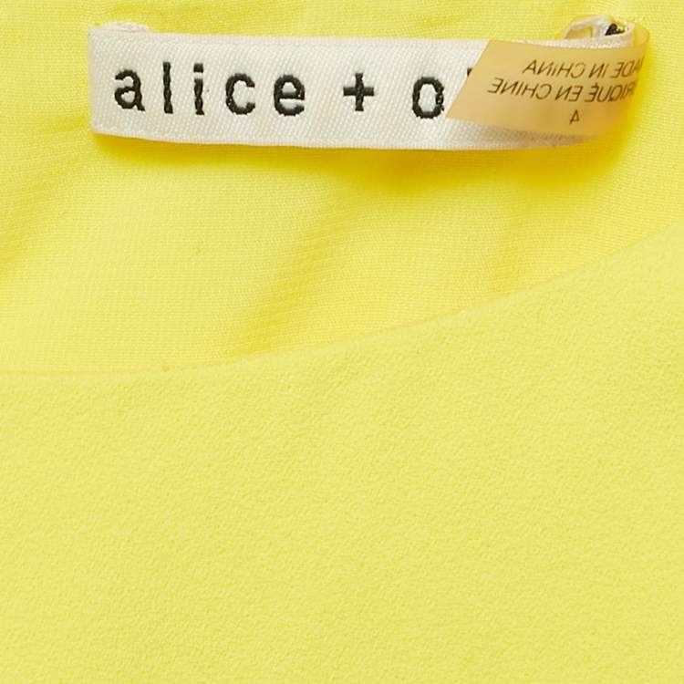 Pre Owned Alice + Olivia Yellow Crepe Playsuit S