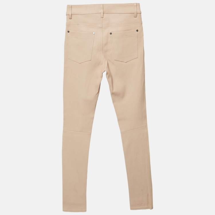 Pre Owned Alice + Olivia Light Pink Leather Paneled Pants S