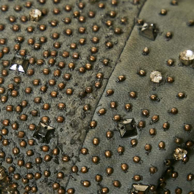 مملوكة مسبقًا Alice + Olivia Grey Embellished Leather Jacket XS