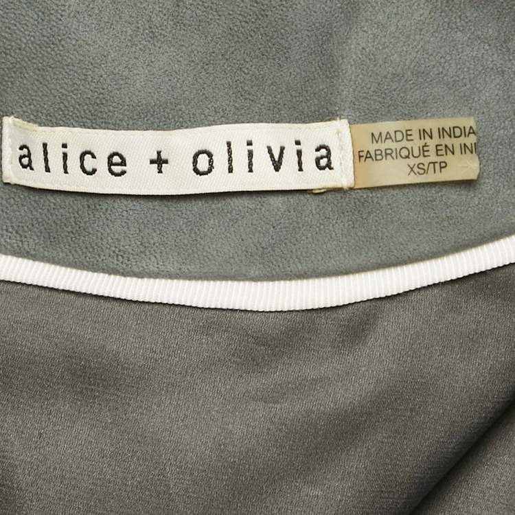 مملوكة مسبقًا Alice + Olivia Grey Embellished Leather Jacket XS