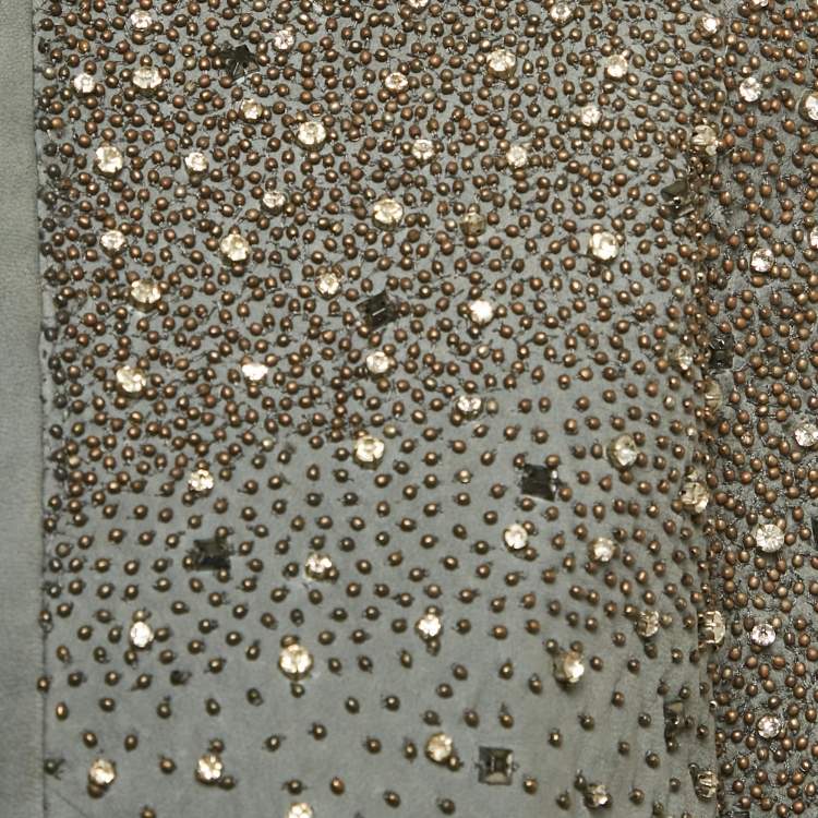 مملوكة مسبقًا Alice + Olivia Grey Embellished Leather Jacket XS