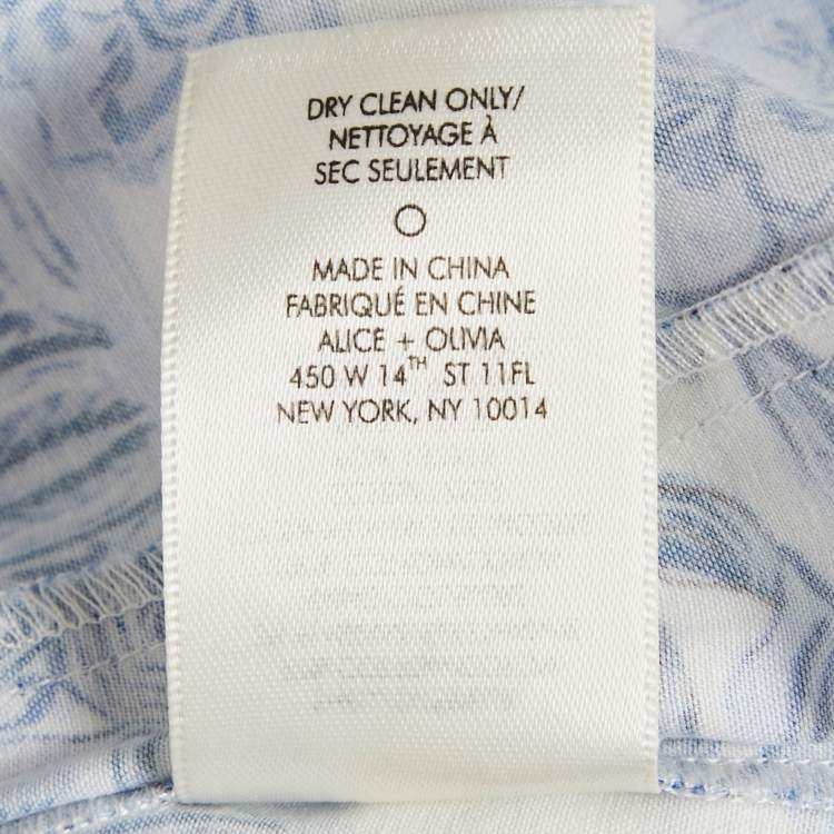 مملوكة مسبقًا Alice + Olivia Blue Floral Print Cotton Mini Dress M