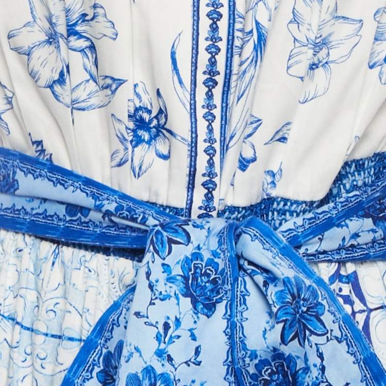 مملوكة مسبقًا Alice + Olivia Blue Floral Print Cotton Mini Dress M