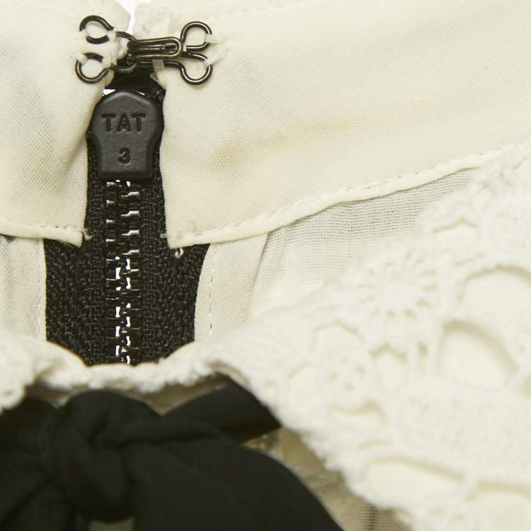 Pre Owned Alice + Olivia White/Black Lace Sleeveless Mini Dress M