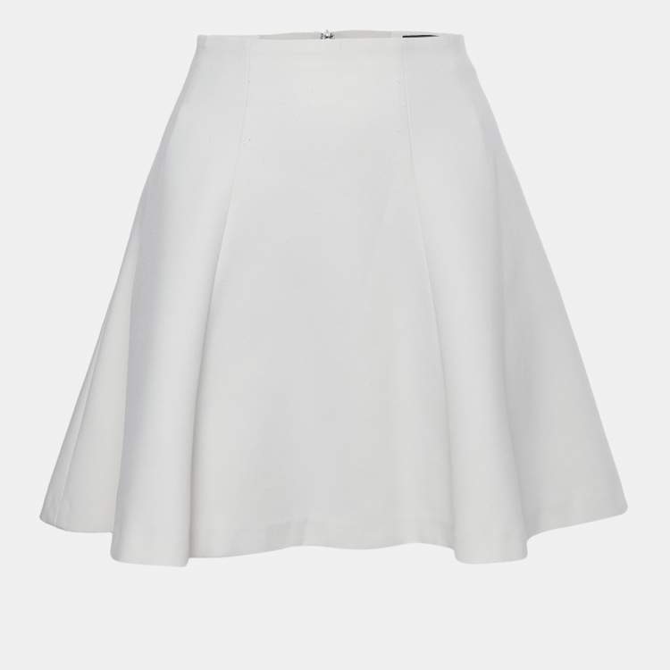 Pre Owned Alice + Olivia Employed White Jersey Flared Mini Skirt S