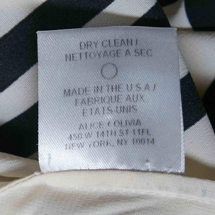 Pre Owned Alice + Olivia Cream Striped Chiffon Culottes M