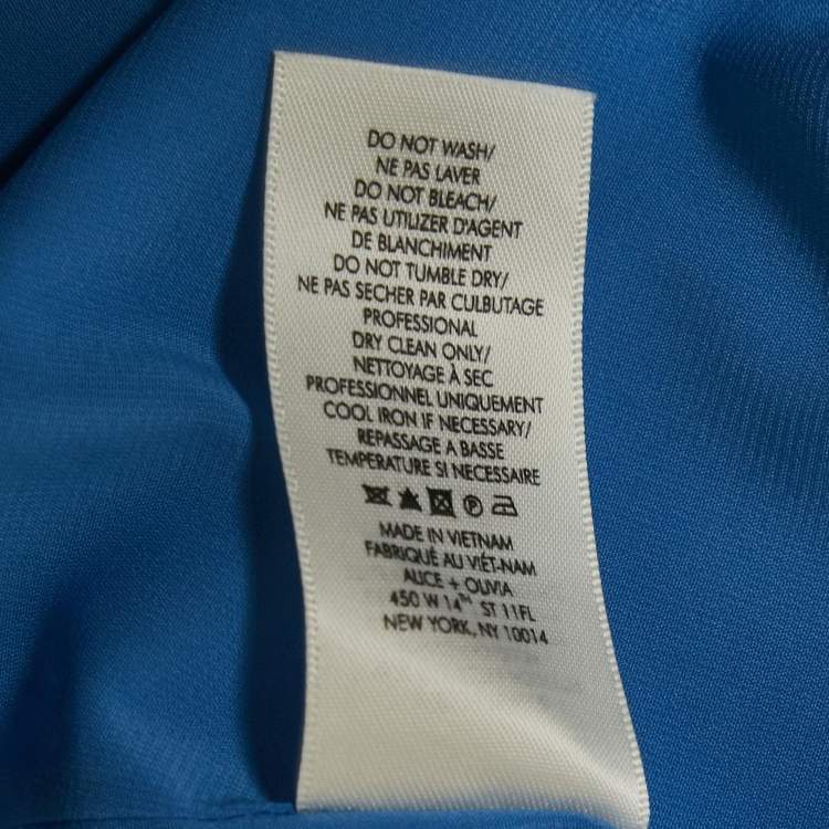 Pre Owned Alice + Olivia Blue Crepe Cape Sleeve Mini Dress M 