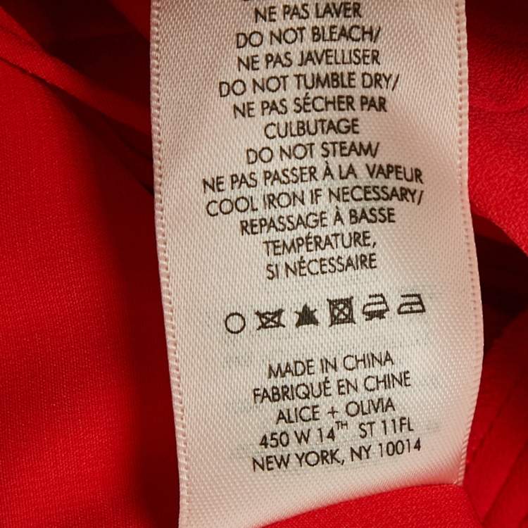 Pre Owned Alice + Olivia Red Crepe Cross Ruffle Keeva Jumpsuit M  