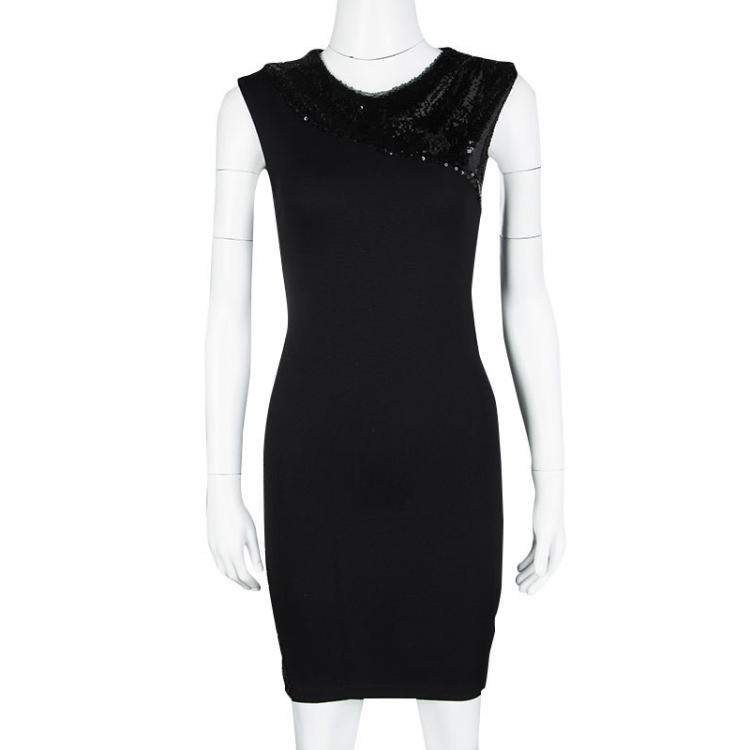 Alice Olivia Black Sequin Embellished Detail Dress XS Alice