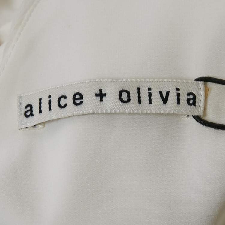 Pre Owned Alice + Olivia Off White Plisse Chiffon Naomi Maxi Dress S