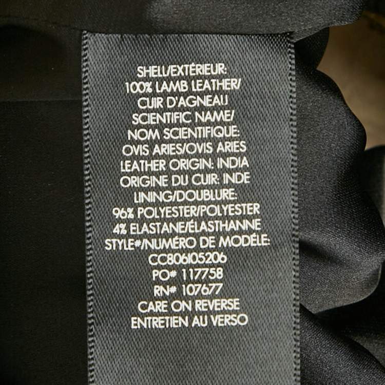 مملوكة مسبقًا Alice + Olivia Black Floral Print Leather Zip-Up Biker Jacket M