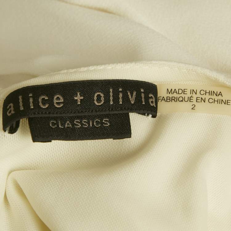 Pre Owned Alice + Olivia Classics White Crepe Tie -Up Waist Short Dress S