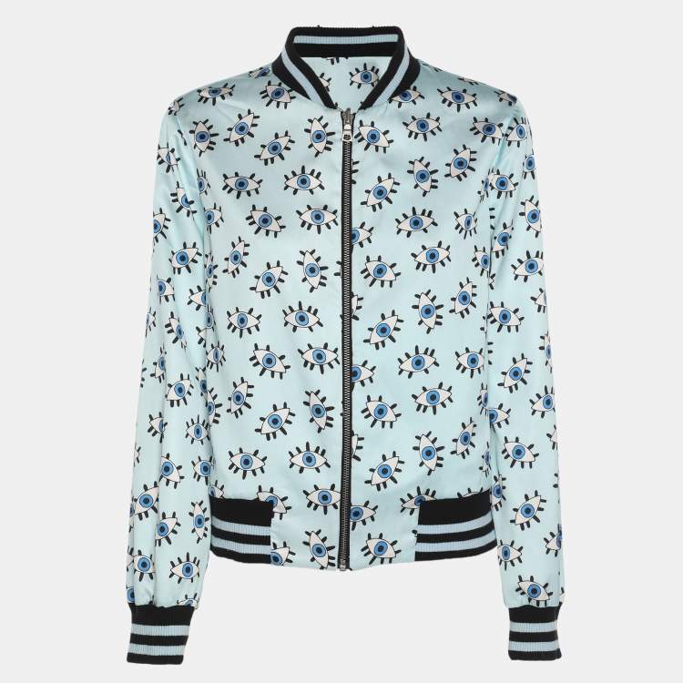 Pre Owned Alice + Olivia Multicolor Printed Nylon Lonnie Reversible Bomber Jacket S
