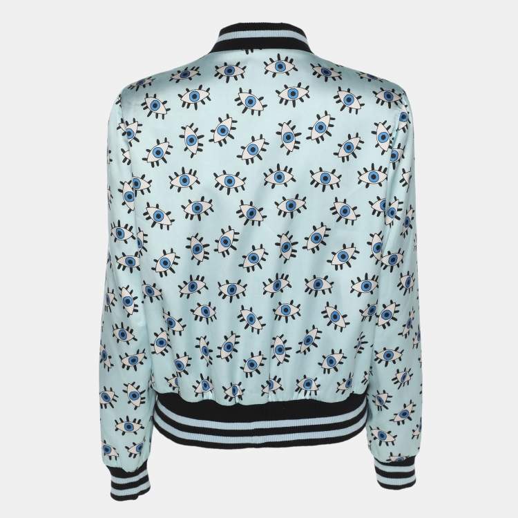 Pre Owned Alice + Olivia Multicolor Printed Nylon Lonnie Reversible Bomber Jacket S