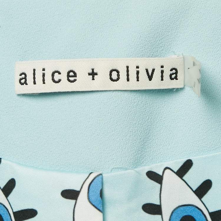 Pre Owned Alice + Olivia Light Blue Crepe Open Front Tailored Blazer L