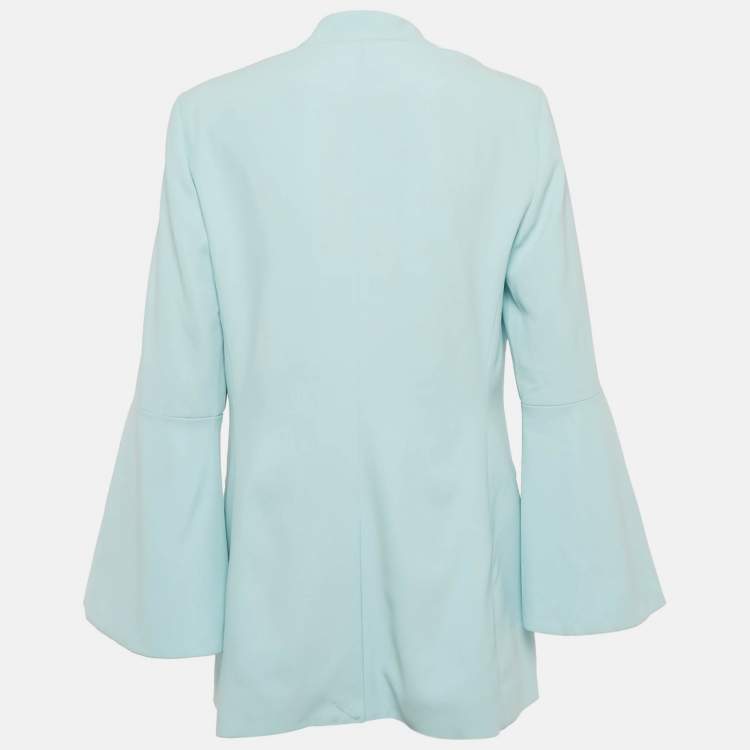 Pre Owned Alice + Olivia Light Blue Crepe Open Front Tailored Blazer L