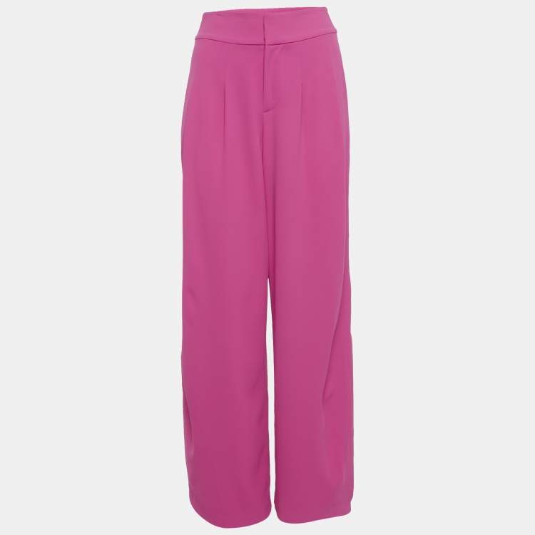 Pre Owned Alice + Olivia Pink Crepe Flared Trousers XS
