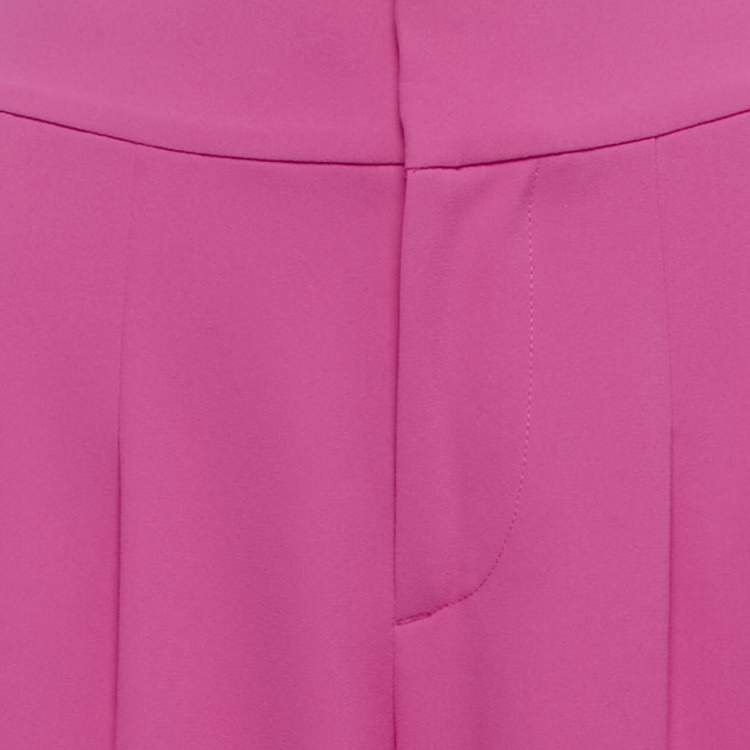 Pre Owned Alice + Olivia Pink Crepe Flared Trousers XS
