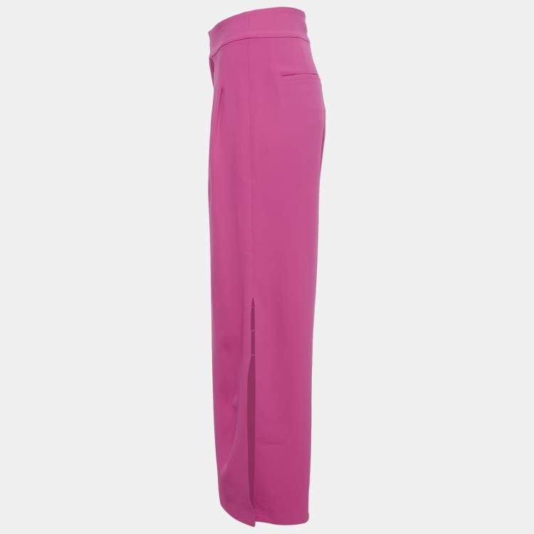 Pre Owned Alice + Olivia Pink Crepe Flared Trousers XS
