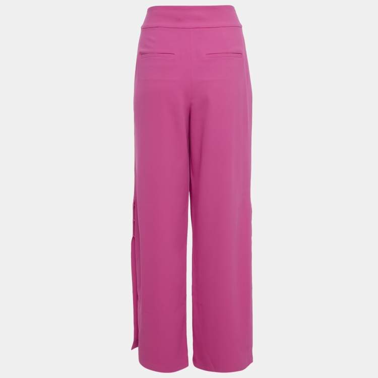 Pre Owned Alice + Olivia Pink Crepe Flared Trousers XS