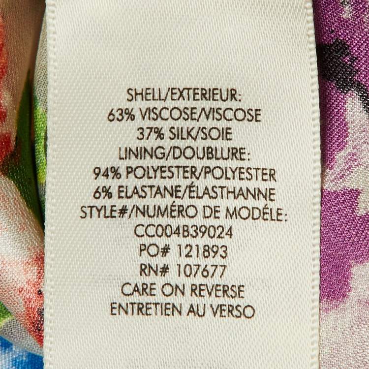 Pre Owned Alice + Olivia Cream Floral Devore Mandarin Collar Top XL