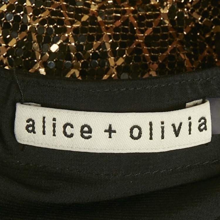 Pre Owned Alice + Olivia Metallic Drapey Chainmail Slip Tank Top S