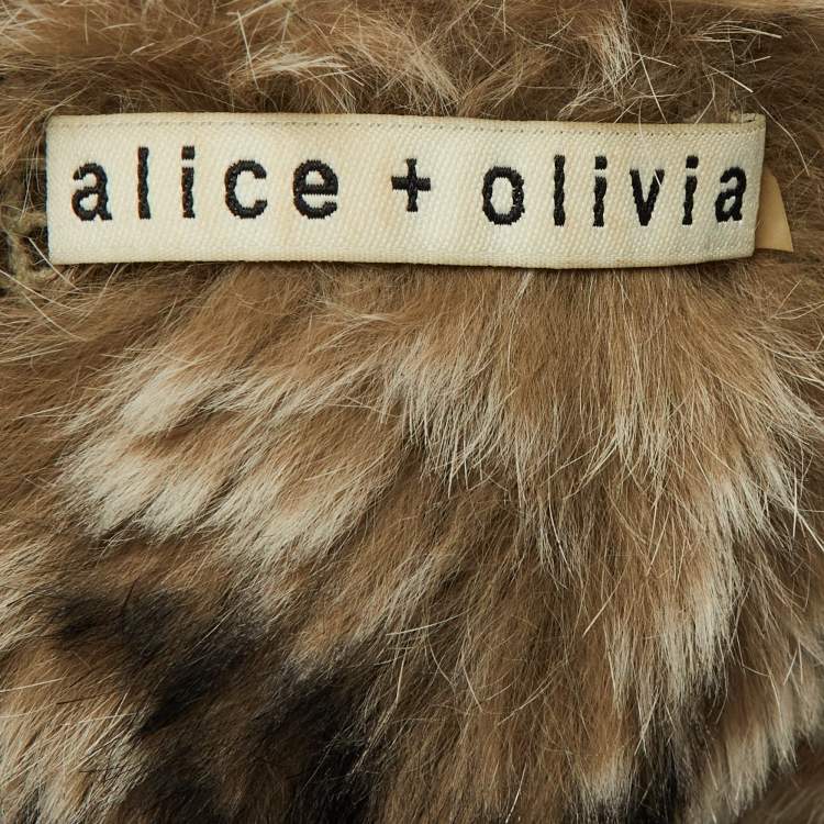 Pre Owned Alice + Olivia Cream Open Front Fur Vest Jacket  S