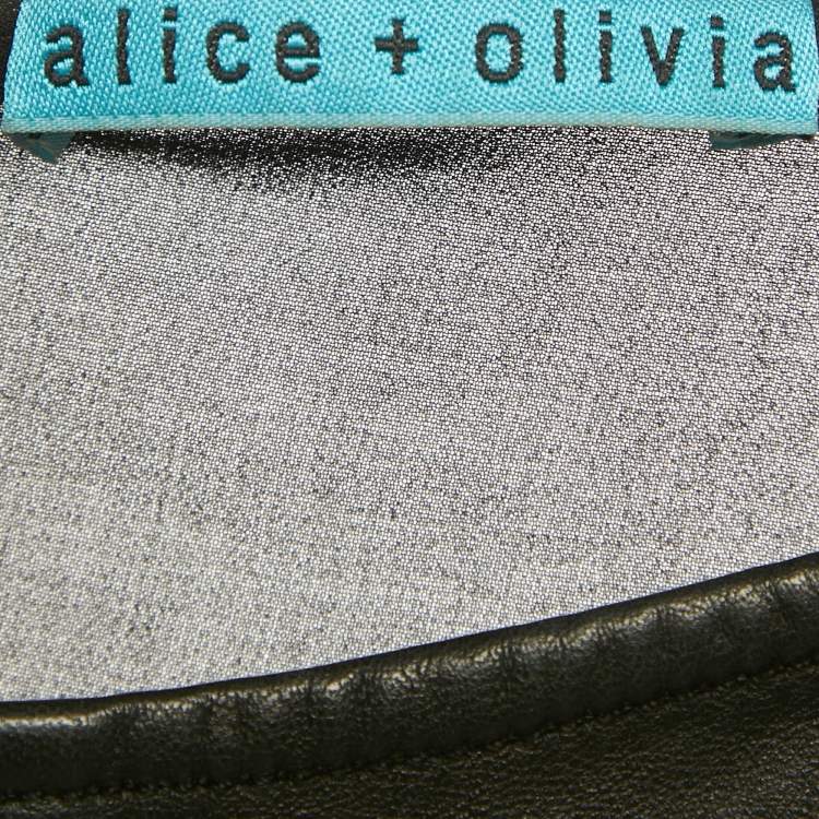 Pre Owned Alice + Olivia Black Leather and Chiffon Top M